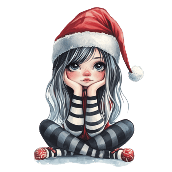Christmas anime girl in a Santa hat png