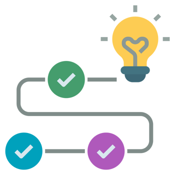 A light bulb with a check mark and a heart png