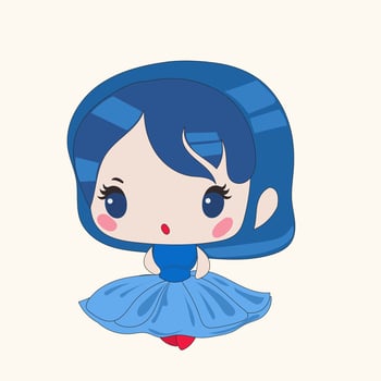 A cartoon girl in a blue dress vector