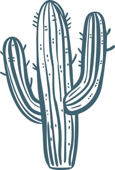 Blue Hand-Drawn Saguaro Cactus Illustration for Nature and Design vector