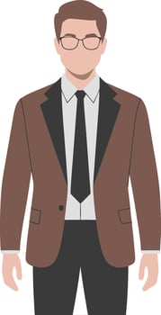 Business Professional Male Illustration in Suit and Glasses vector