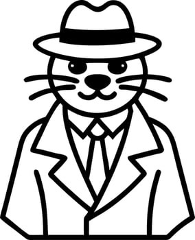 Cartoon Cat Detective in Suit and Hat Illustration for Mystery Themes vector
