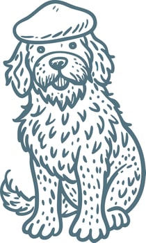 Cartoon Dog Wearing Beret Cute Illustration for Kids and Pet Lovers vector