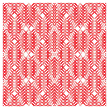 Red and white geometric pattern with diagonal lines and squares. vector