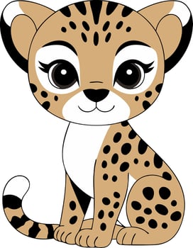 Cute Cartoon Baby Cheetah Illustration for Children's Designs vector