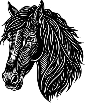 Elegant Black Horse Head Illustration Detailed Line Art vector