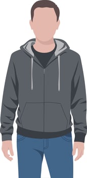 Faceless Male Character Wearing Dark Hoodie and Jeans Illustration vector