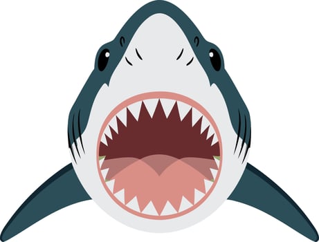 Illustration of Angry Cartoon Shark with Open Mouth vector