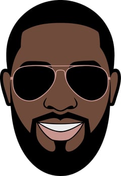 Illustration Smiling Man Sunglasses Beard Modern Cartoon Style vector
