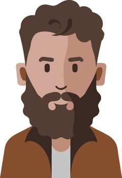 Illustration Young Bearded Man Minimalist Style Professional Avatar vector