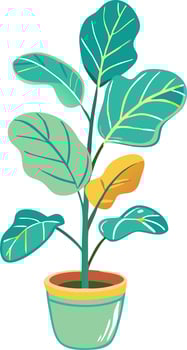 Vibrant Fiddle Leaf Fig Plant in Decorative Pot Illustration vector