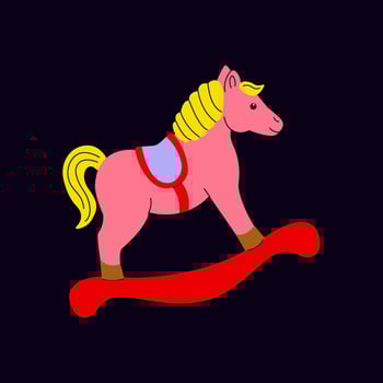 Fun rocking horse toy with bright colors for children's playtime activities at home vector