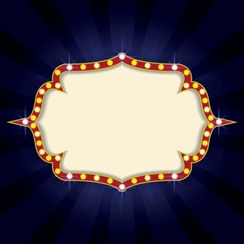 Vintage cinema with blue sparking color vector