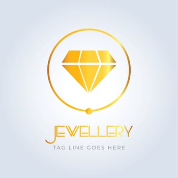 Diamond ring, jewellery logo, jewellery shop logo, golden color, unique shape, sparkle diamond, unique logo, daimand, earing, creative logo, silver background vector