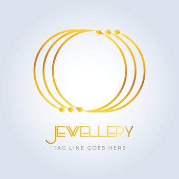 Golden ring, jewellery logo, jewellery shop logo, golden color, unique shape, sparkle diamond, unique logo, creative logo, ear ring, silver background vector