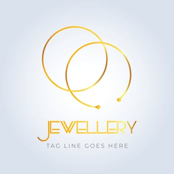 Golden ring, jewellery logo, jewellery shop logo, golden color, unique shape, sparkle diamond, unique logo, 2 earing, creative logo, silver background vector