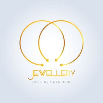 Golden earing, jewellery logo, jewellery shop logo, golden color, unique shape, sparkle diamond, unique logo, creative logo, silver background vector