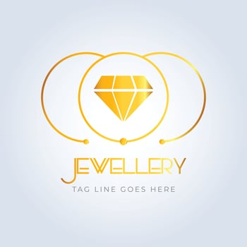 Diamond ring, jewellery logo, jewellery shop logo, golden color, unique shape, sparkle diamond, unique logo, earing logo, silver background vector
