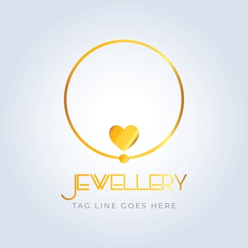 Golden ring, jewellery logo, jewellery shop logo, golden color, unique shape, sparkle diamond, unique logo, creative logo, golden hearts, silver background vector