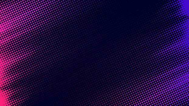 Halftone gradient background in vibrant pink and purple tones. Dynamic dots fading diagonally over a dark backdrop. Modern abstract design. vector