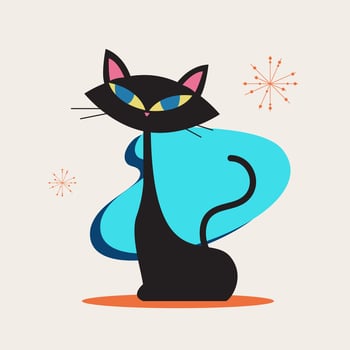 Mid Century Vintage Cat Illustration vector