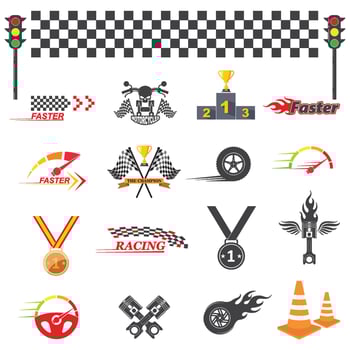 icon set of automotive racing sport illlustration design vector