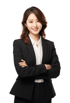 Happy Asian Businesswoman Crossed Arms Isolated on Transparent Background png