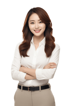 Pretty Asian Businesswoman Crossed Arms Isolated on Transparent Background png