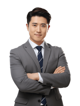 Asian Businessman Crossed Arms Isolated on Transparent Background png