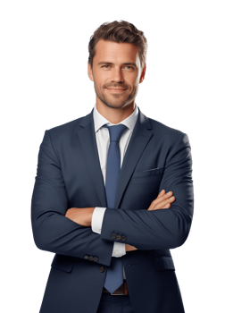 Caucasian Businessman Crossed Arms Isolated on Transparent Background png