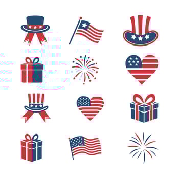 Cute set of colorful patriotic icon with US celebration elements vector