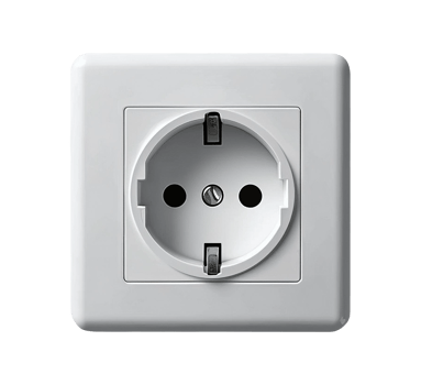 A white electrical socket with two holes on the side png
