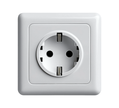 A white electrical socket with two holes png