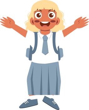 Joyful girl in school uniform illustration png