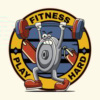 Stronger Weight Plate lifting Barbell in Retro Cartoon Character vector