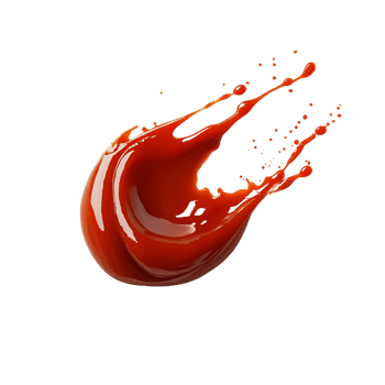 A splash of red paint is splattered across a transparent background png