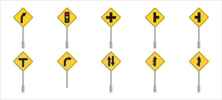Set Bundle Traffic Regulation Signs Signs White Background vector