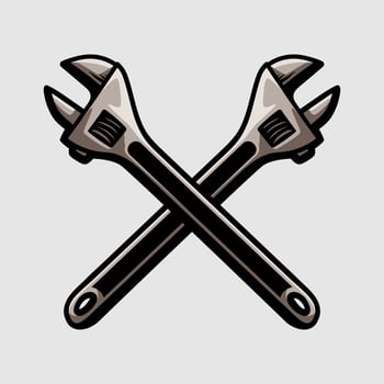 double wrench x isolated drawing line art style sketch classic vintage design illustration vector