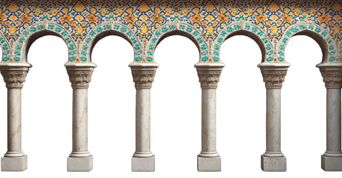 A photograph of arches and columns in the style of Islamic architecture png