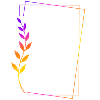 Rainbow colored rectangle frame with a leaf png