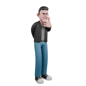 3D Screenwriter Character. A male screenwriter stands with one hand behind his back while the other hand is on his chin. Cartoon Illustration Art png