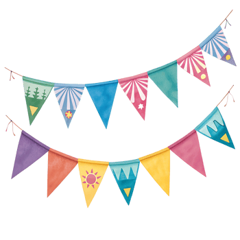 Carnival garland with flags isolated on transparent background png