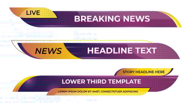 Lower third banner. Broadcast news lower third banner template design. Lower third bar template for breaking news. headline title vector