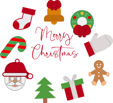 Christmas Greeting Card with Christmas Ornaments png