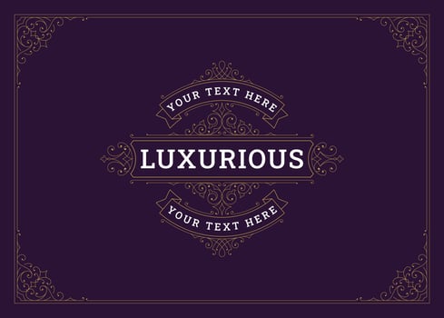 Vintage luxury golden swirl antique ornament greeting card design template illustration vector