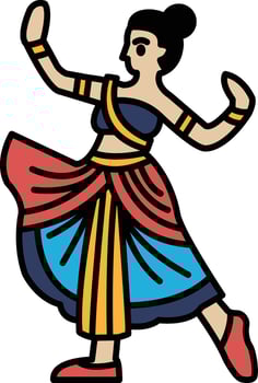A woman in a colorful skirt is dancing vector