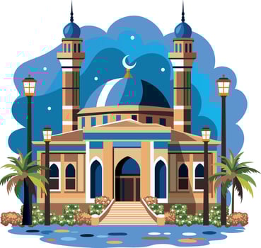 A flat illustration depicting blue mosque vector