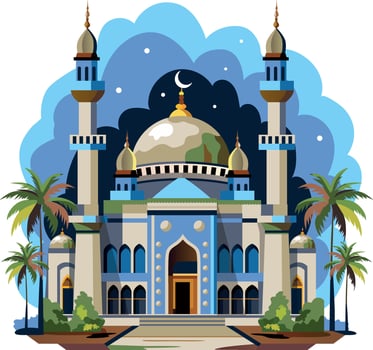 Flat style illustration of a beautiful mosque vector