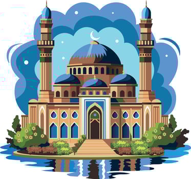 Flat style illustration of a beautiful dome mosque vector