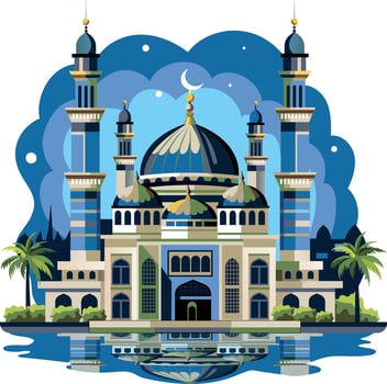 A flat illustration of beautiful sharjah mosque vector